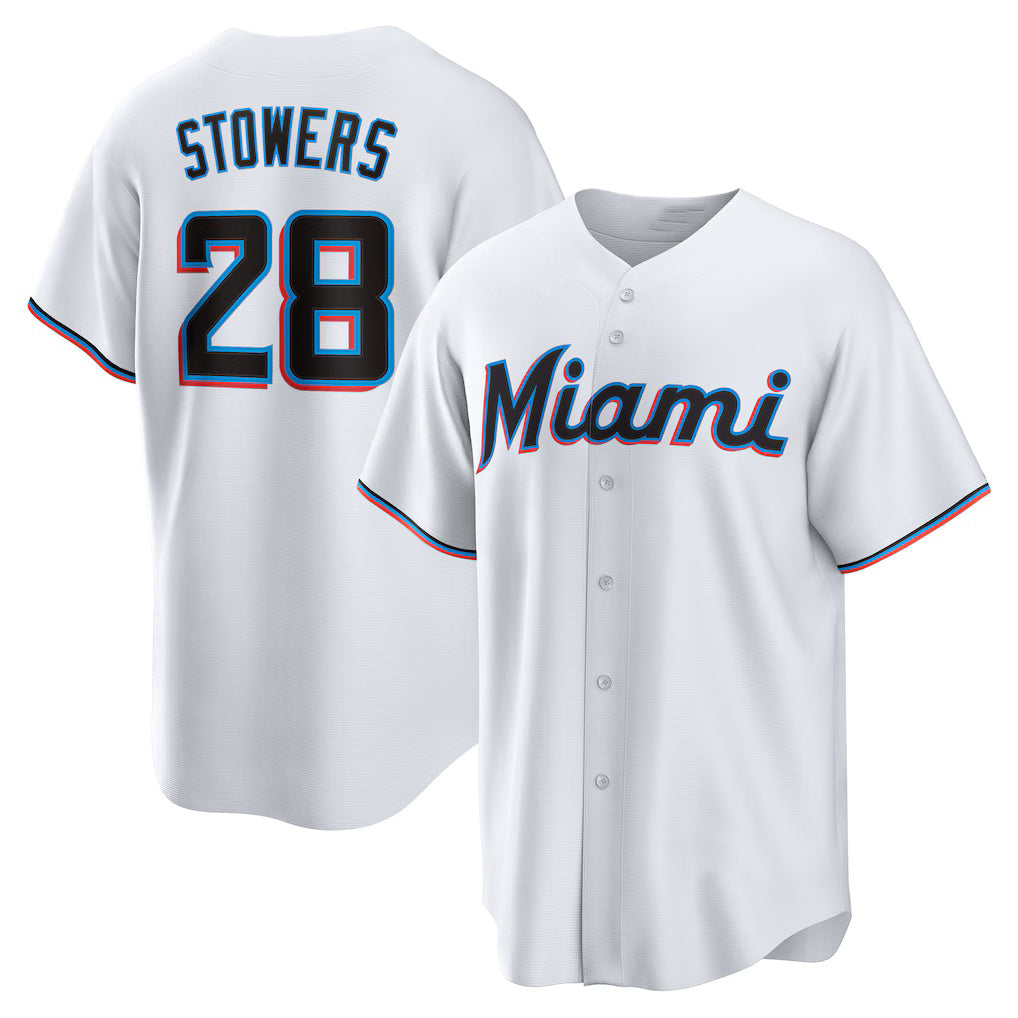 Miami Marlins #28 Kyle Stowers White JEROMEN Home Replica Jersey