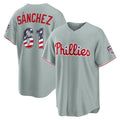 Philadelphia Phillies #61 Cristopher Sanchez USA 250 Fourth of July Road Stadium Jersey - Gray JEROMEN