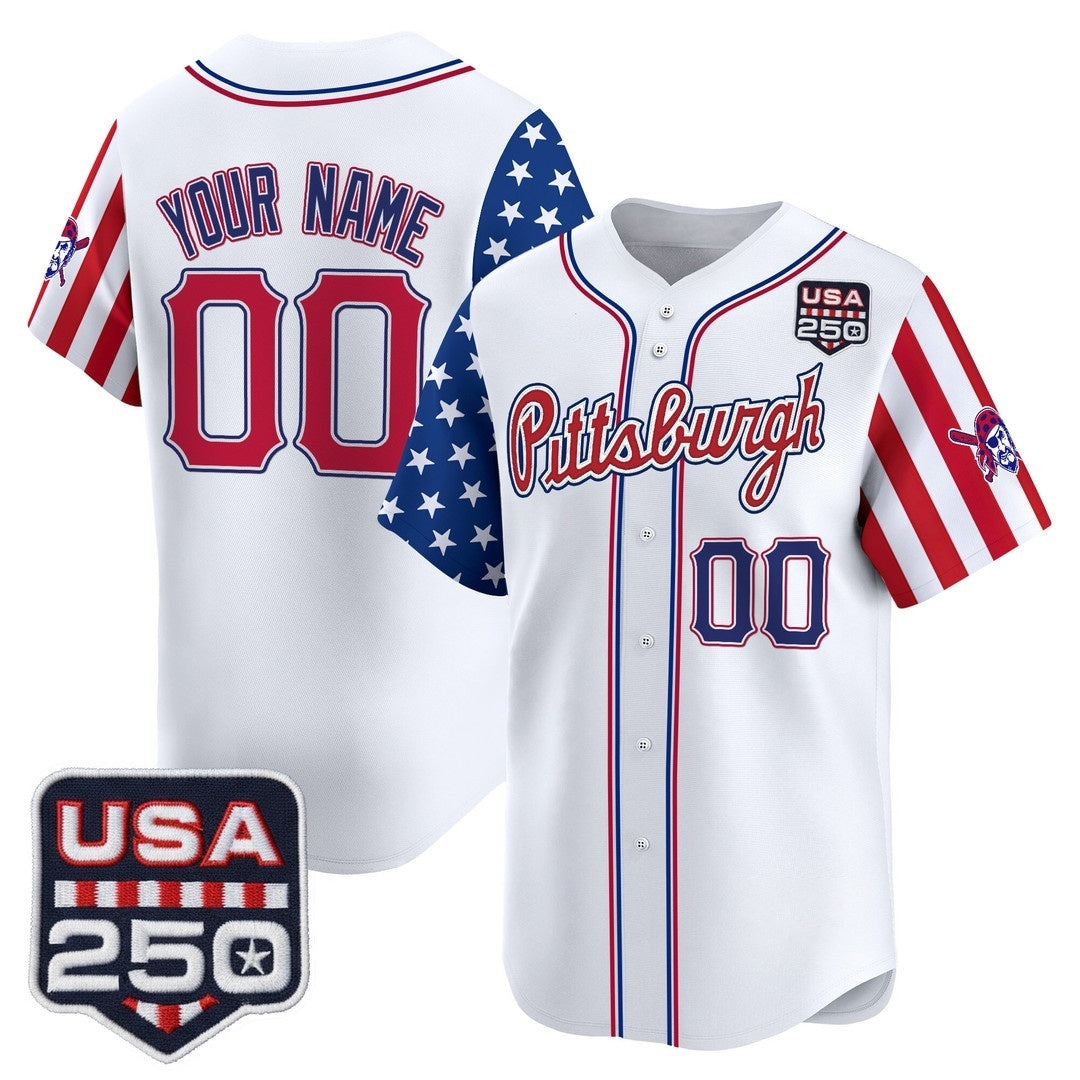 Custom Pittsburgh Pirates America 250 Edition Vapor Premier Limited White JEROMEN Stitched Jerseys