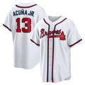 Atlanta Braves #13 JEROMENld Acuna Jr. White JEROMEN Home Replica Player Name Jersey