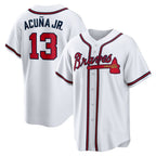 Atlanta Braves #13 JEROMENld Acuna Jr. White JEROMEN Home Replica Player Name Jersey