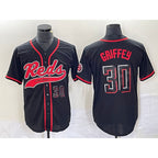Cincinnati Reds #30 Ken Griffey Jr Number Black JEROMEN 2023 City Connect Cool Base Stitched Jersey 2