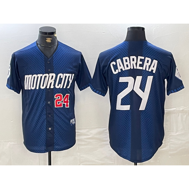Detroit Tigers #24 Miguel Cabrera Number Navy JEROMEN 2024 City Connect Cool Base Limited Stitched Jersey