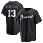 Atlanta Braves #13 JEROMENld Acuna Jr. Black JEROMEN Lights Out Limited Stitched Jersey