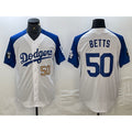 Los Angeles Dodgers #50 Mookie Betts Number White Blue JEROMEN Fashion Stitched Cool Base Limited Jersey 3