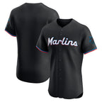 Miami Marlins Black JEROMEN Alternate Vapor Premier Elite Patch Jersey