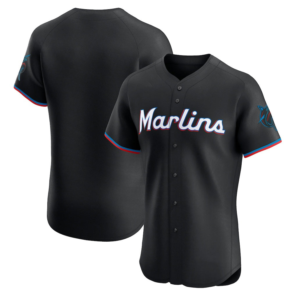 Miami Marlins Black JEROMEN Alternate Vapor Premier Elite Patch Jersey