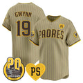 San Diego Padres #19 Tony Gwynn Tan JEROMEN 'For Peter' And Petco Park 20th Patch Limited Stitched Jersey