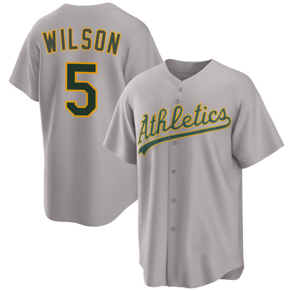 Oakland Athletics #5 Jacob Wilson Gray JEROMEN 2024 Away Limited Stitched Jersey