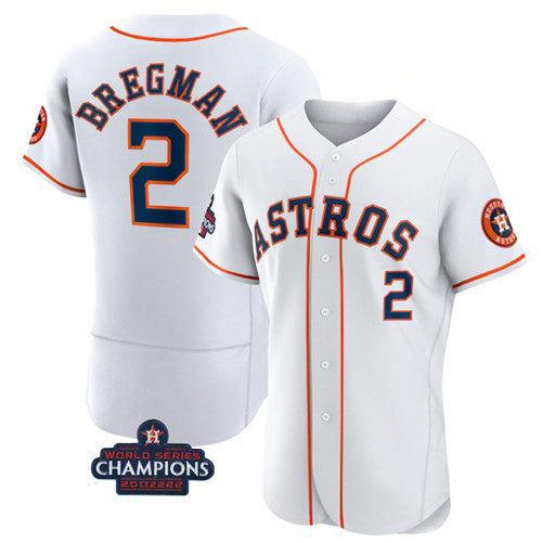 Houston Astros #2 Alex Bregman White JEROMEN 2022 World Series Champions Flex Base Stitched Jersey