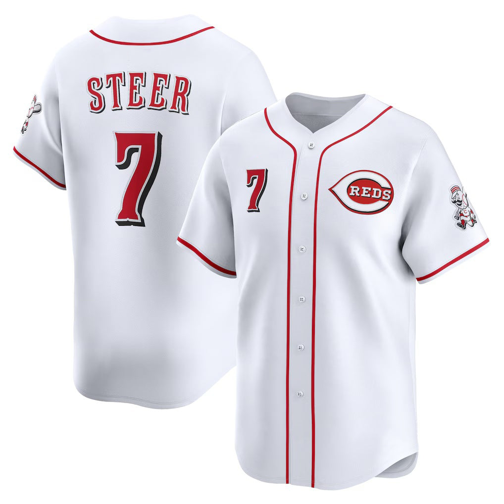 Cincinnati Reds #7 Spencer Steer White JEROMEN Home Limited Player Jersey