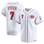Cincinnati Reds #7 Spencer Steer White JEROMEN Home Limited Player Jersey