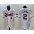 Texas Rangers #2 Marcus Semien Number White JEROMEN 2023 World Series Champions Cool Base Jerseys