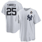 New York Yankees #25 Gleyber Torres White JEROMEN 2024 World Series With Name Cool Base Stitched Jersey