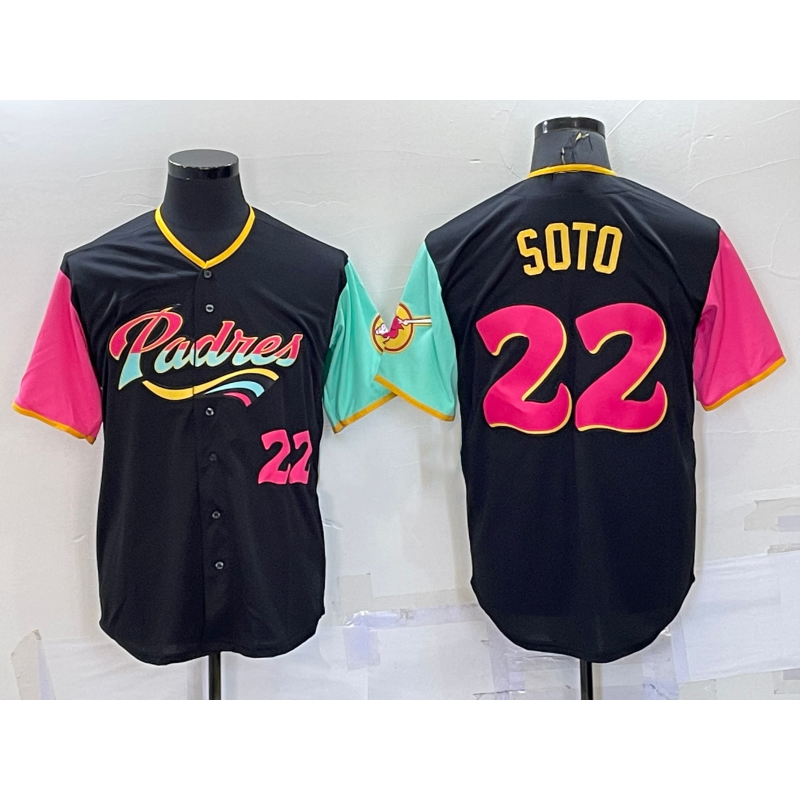 San Diego Padres #22 Juan Soto Number Black JEROMEN 2022 City Connect Cool Base Stitched Jersey