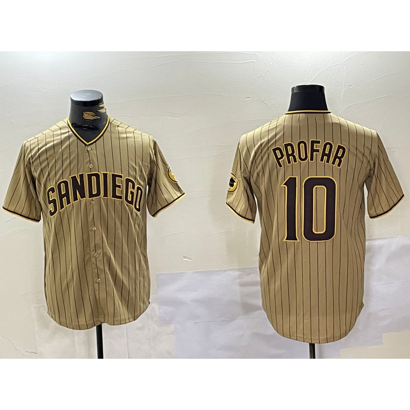 San Diego Padres #10 Jurickson Profar Khaki JEROMEN Team Logo Cool Base Jersey 2