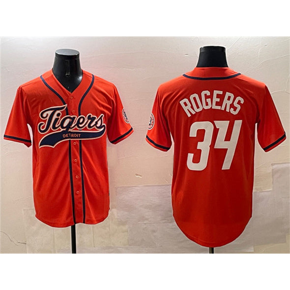 Detroit Tigers #34 Jake Rogers Orange JEROMEN With Patch Cool Base Stitched Jersey