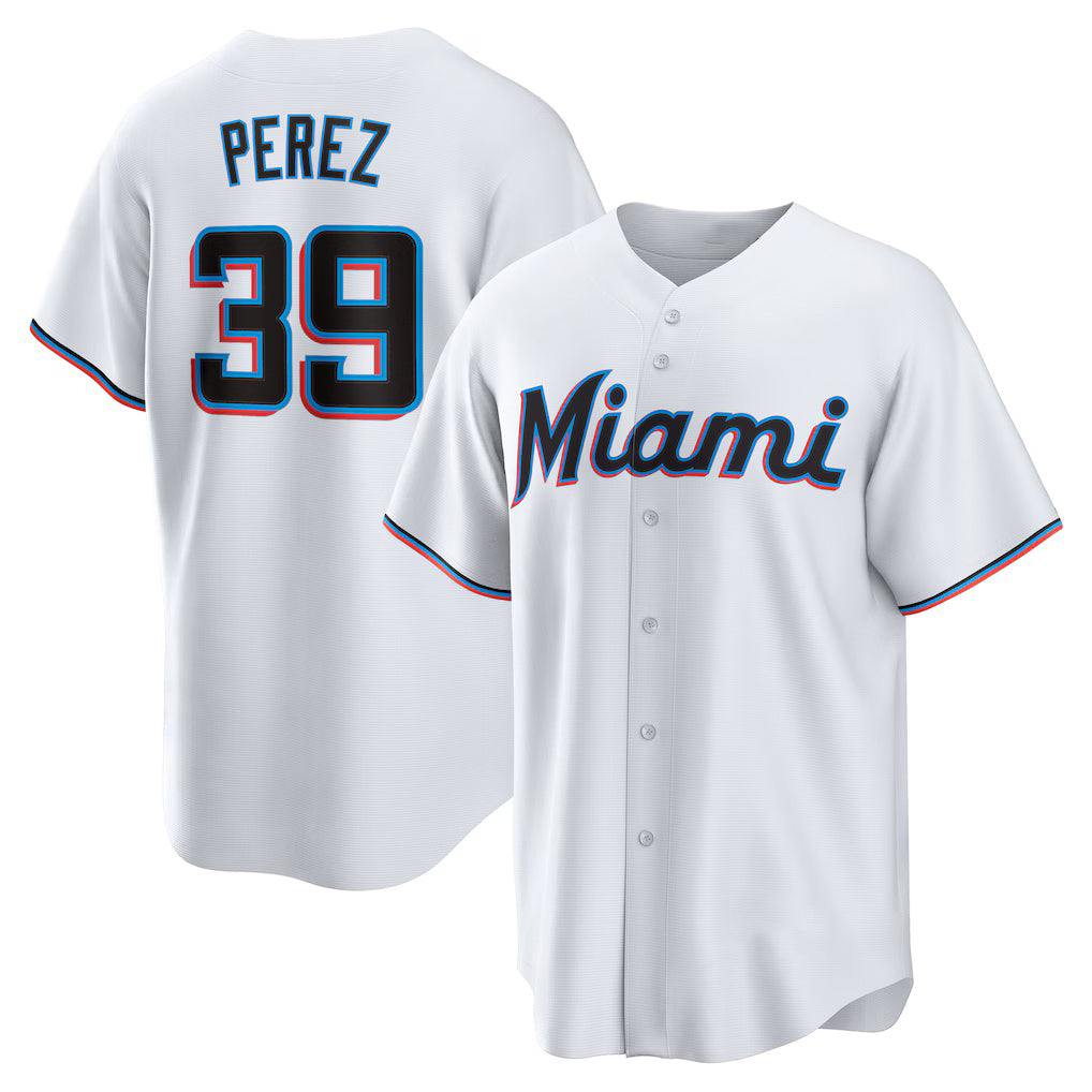 Miami Marlins #39 Eury Perez White JEROMEN Home Replica Jersey