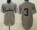 New York Yankees #3 Babe Ruth Grey JEROMEN Without Name Limited Jersey
