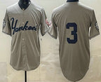 New York Yankees #3 Babe Ruth Grey JEROMEN Without Name Limited Jersey