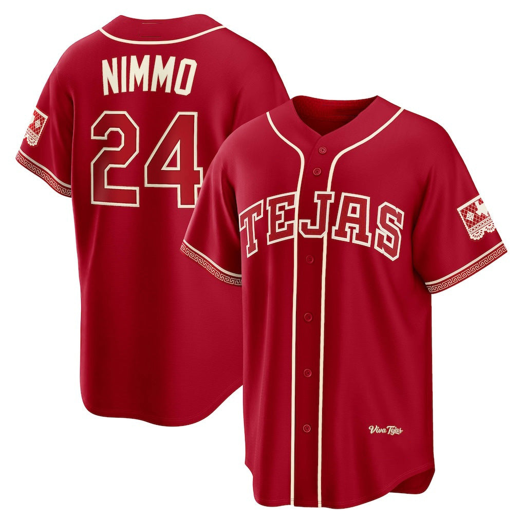 Texas Rangers #24 Brandon Nimmo Red JEROMEN 2026 City Connect Stadium Jersey