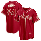 Texas Rangers #24 Brandon Nimmo Red JEROMEN 2026 City Connect Stadium Jersey