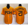 Pittsburgh Pirates #21 Roberto Clemente Number Gold JEROMEN 2023 City Connect Stitched Jersey