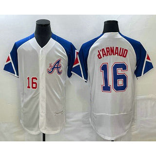Atlanta Braves #16 Travis dArnaud Number White JEROMEN 2023 City Connect Flex Base Stitched Jersey 2