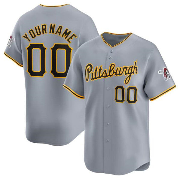 Custom Pittsburgh Pirates Active Player Gray JEROMEN Away Limited Stitched Jersey