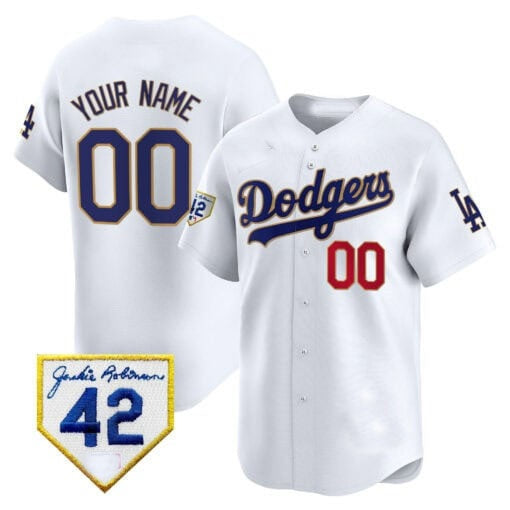 Custom Los Angeles Dodgers 2024 Jackie Robinson Patch Vapor Premier Limited Jersey ¨C White JEROMEN