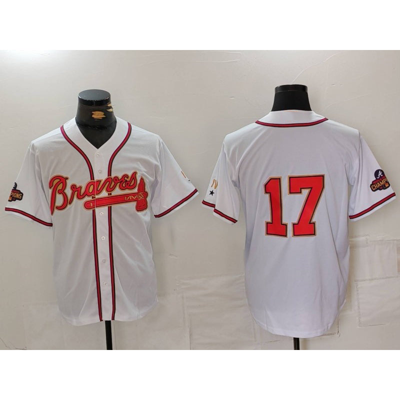 Atlanta Braves #17 Andy Messersmith White Gold JEROMEN World Series Champions Cool Base Stitched Jersey