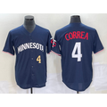 Minnesota Twins #4 Carlos Correa Number 2023 Navy Blue JEROMEN Cool Base Stitched Jersey