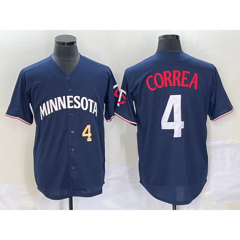 Minnesota Twins #4 Carlos Correa Number 2023 Navy Blue JEROMEN Cool Base Stitched Jersey