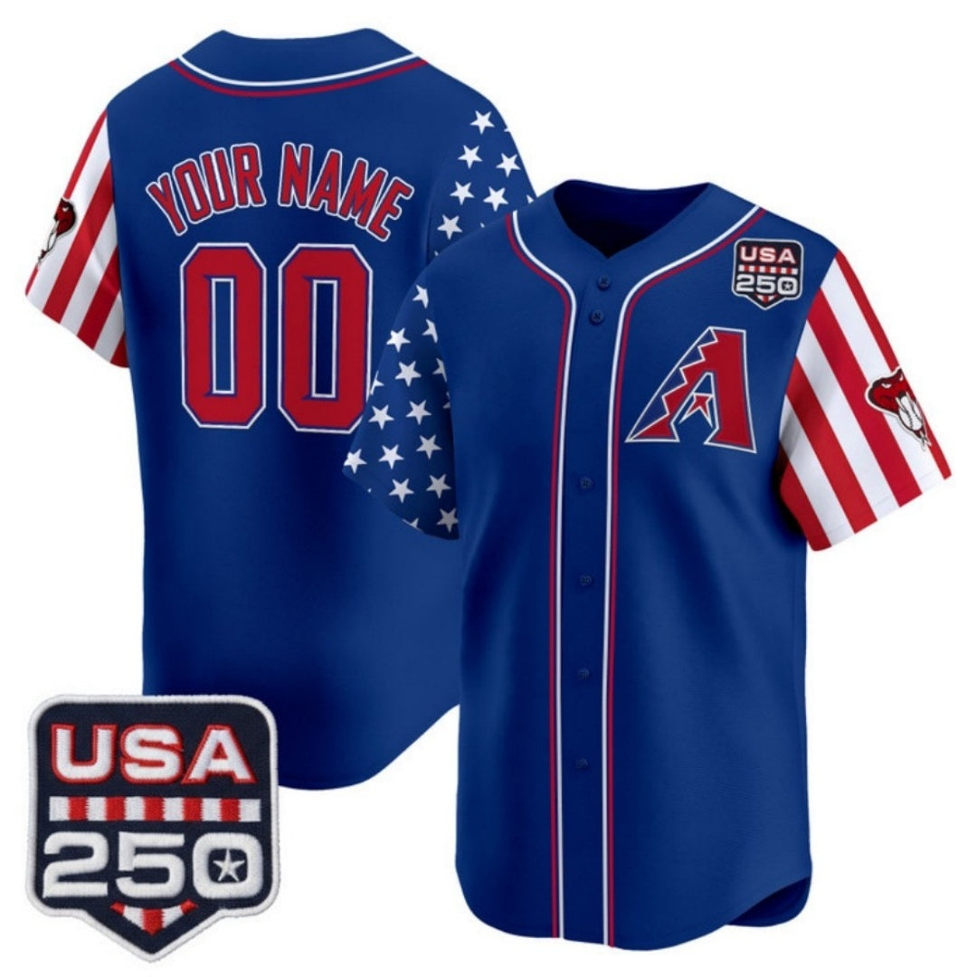 Custom Arizona Diamondbacks America 250 Edition Vapor Premier Limited Royal JEROMEN Stitched Jerseys