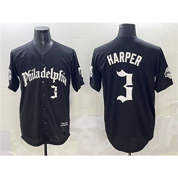 Philadelphia Phillies #3 Bryce Harper Black JEROMEN Gothic Vapor Limited Stitched Jersey