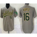 Oakland Athletics #16 Nick Kurtz Gray JEROMEN Limited Jersey
