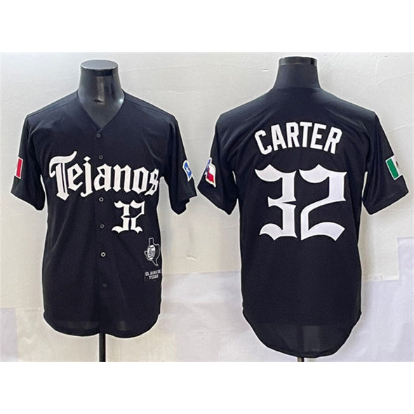 Texas Rangers #32 Evan Carter Black JEROMEN Mexico 2025 Vapor Premier Limited Stitched Jersey