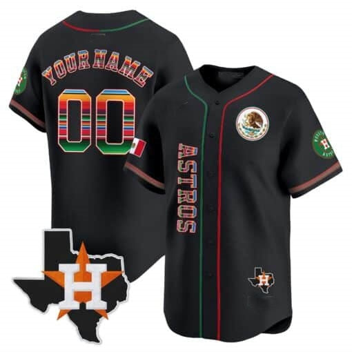 Custom Houston Astros Mexico Vapor Premier Limited Jersey V4 ¨C Black JEROMEN
