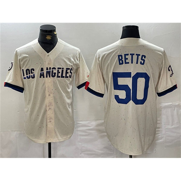 Los Angeles Dodgers #50 Mookie Betts Cream JEROMEN Stitched Jersey