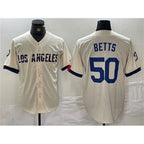 Los Angeles Dodgers #50 Mookie Betts Cream JEROMEN Stitched Jersey