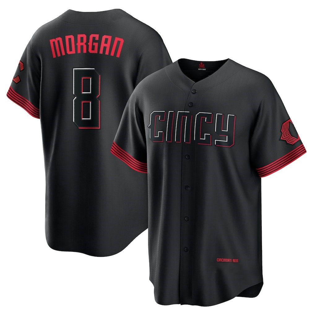 Cincinnati Reds #8 Joe Morgan Black JEROMEN City Connect Replica Player Jersey