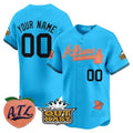 Custom Atlanta Braves Atliens & Peach Vapor Premier Limited Jersey ¨CBlue JEROMEN