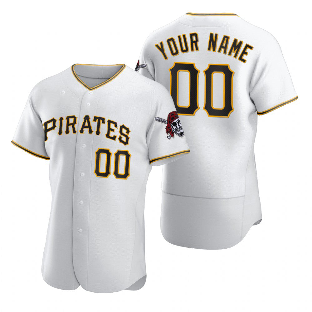 Custom Pittsburgh Pirates White JEROMEN 2020 Stitched Flex Base Jersey