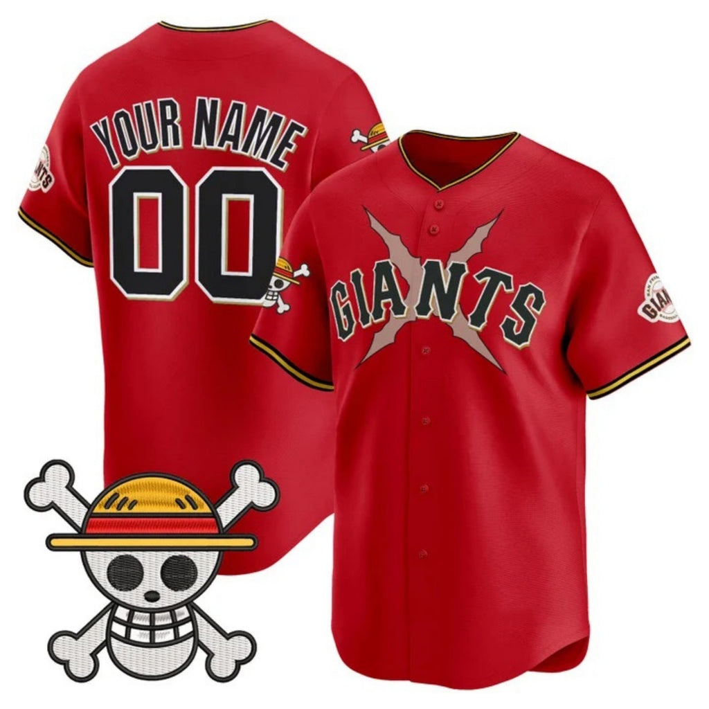Custom San Francisco Giants x One Piece Red JEROMEN Vapor Premier Limited Jersey - Stitched