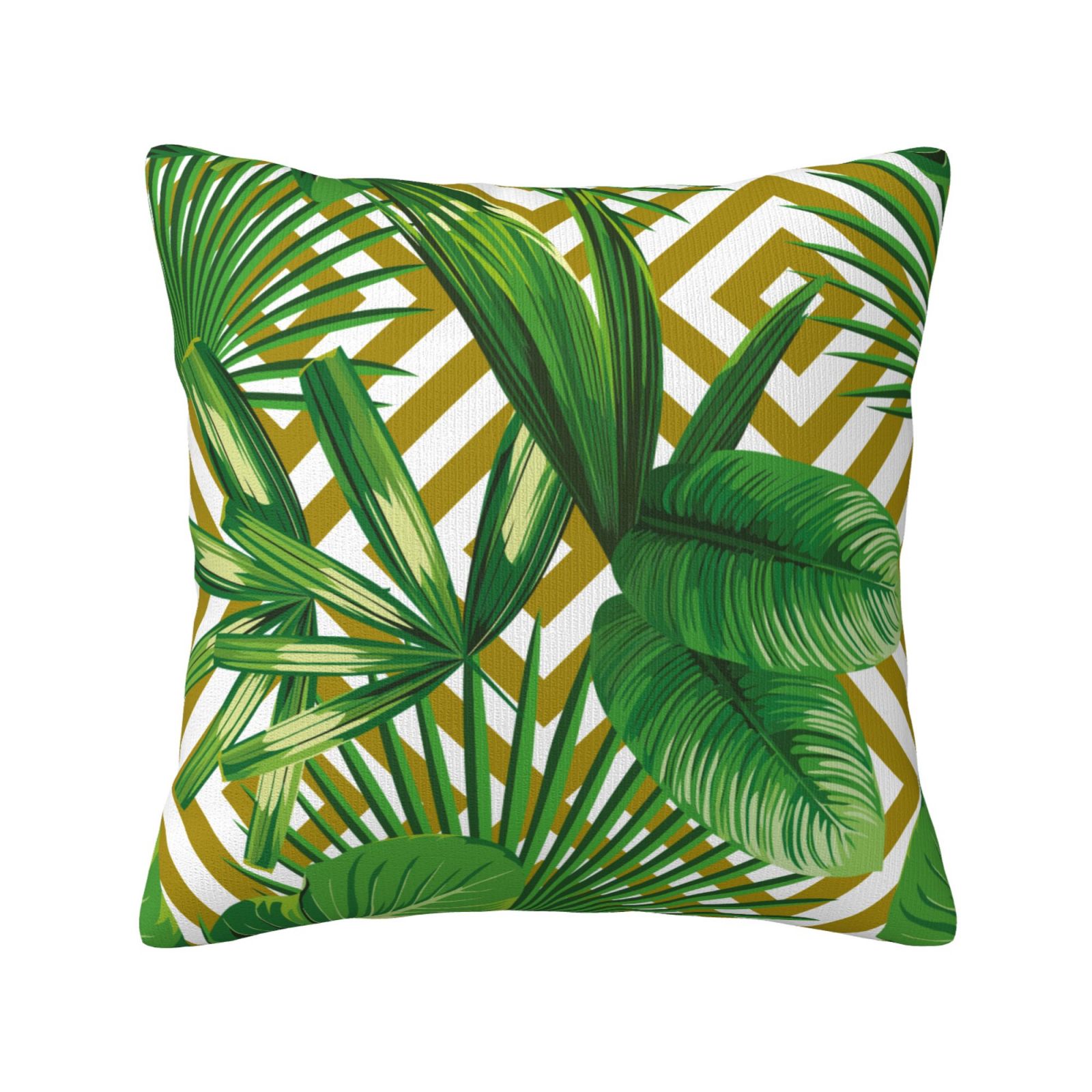Keyword2 Realistic Vivid Leaves Of Palm Tree Green Pillow 18x18in - Main Image