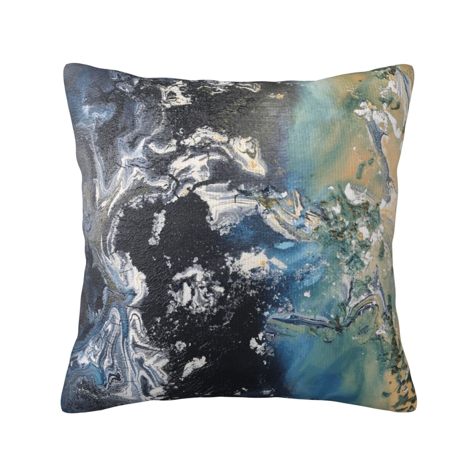 Keyword1 Abstract Modern Black And Gold Marble Art Golden Pillow 18x18in - Main Image